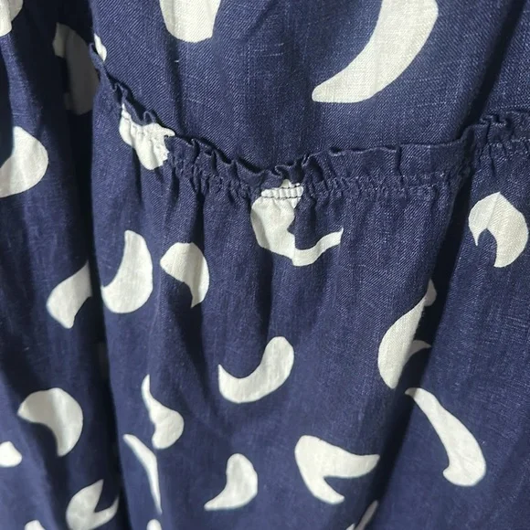 NWT Polo Ralph Lauren Brushstroke-Motif Tiered Blue White Linen Dress Size 18